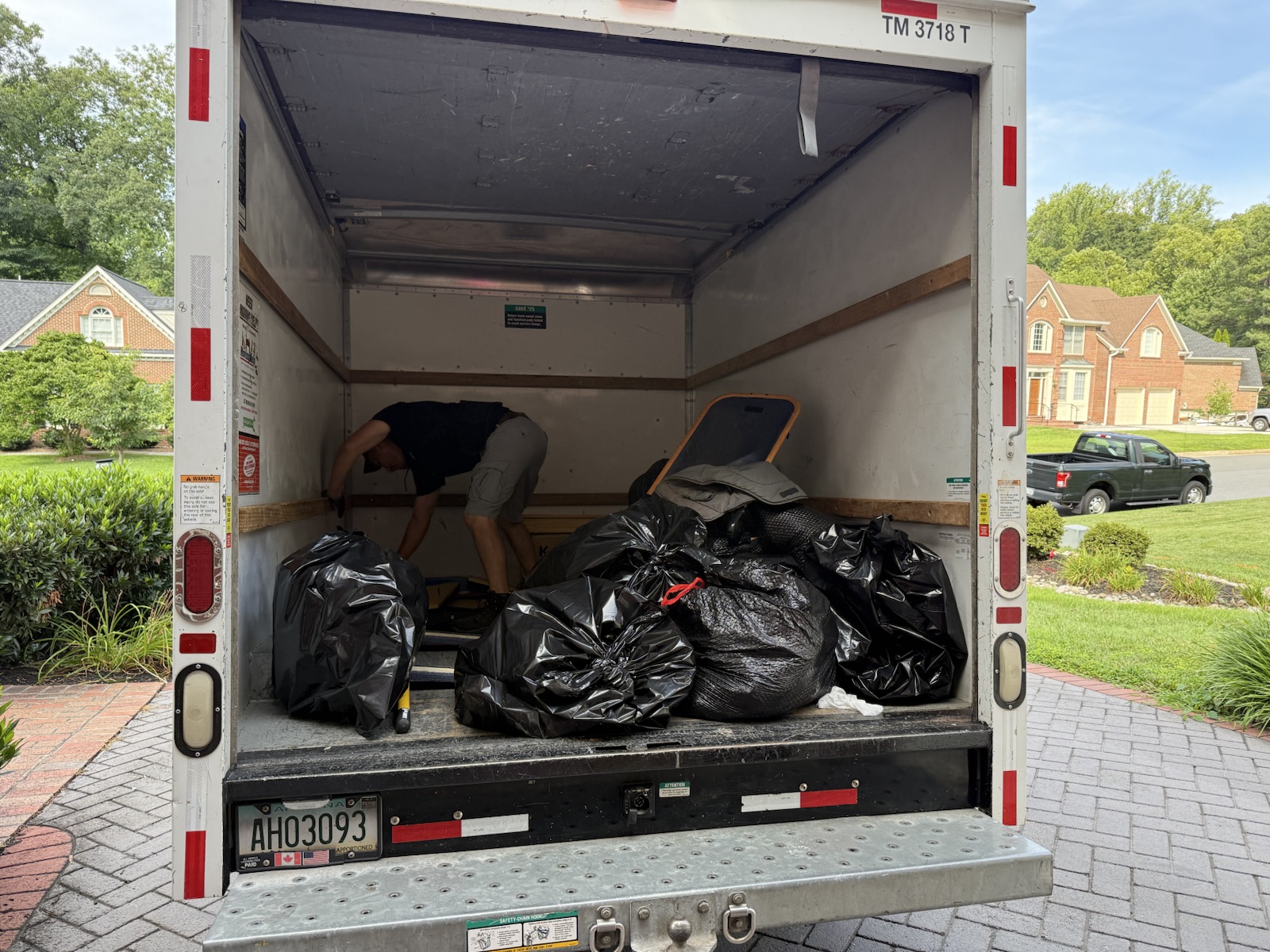 NewPath Junk Removal truck loaded after a garage cleanout
