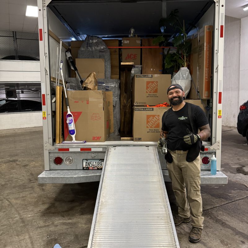 Carlos Medina with a loaded box truck after a small move in Northern Virginia